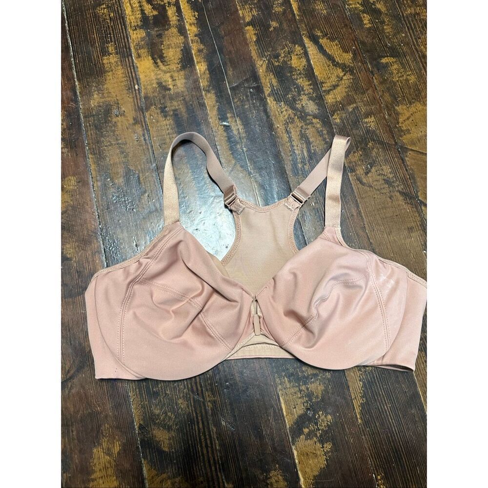 Glamorise nude silky unlined retro chic full figure 38C front closure Bra